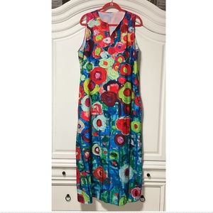 Ladies Summer Dress Boho Floral Maxi Dress V Neck Sleeveless, pockets, New